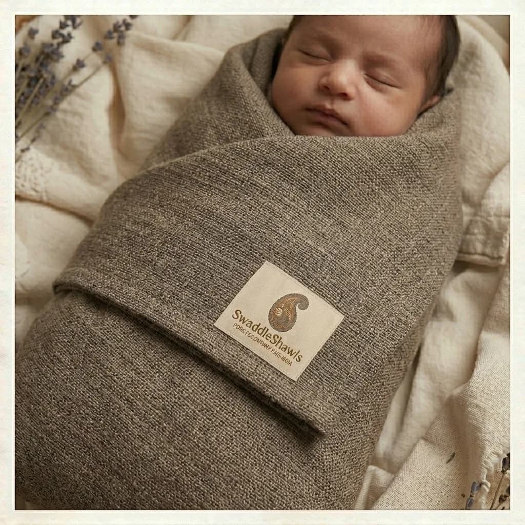 Baby wrapped in SwaddleShawls