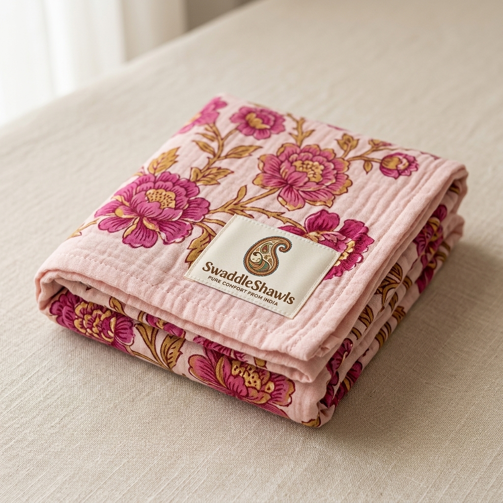 The Jaipur Pink Peony Swaddle