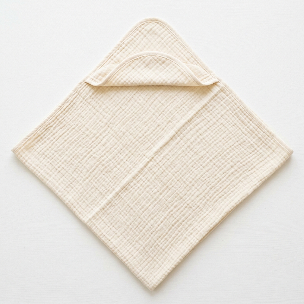 Swaddle blanket laid flat in diamond orientation with top corner folded down