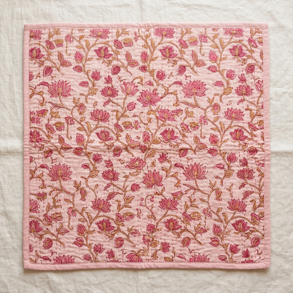 The Pink Lotus Kantha Quilt