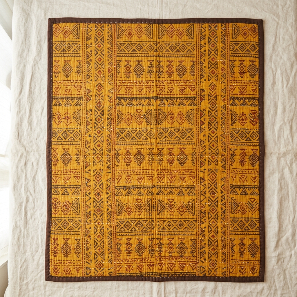 The Turmeric Tribal Kantha Quilt
